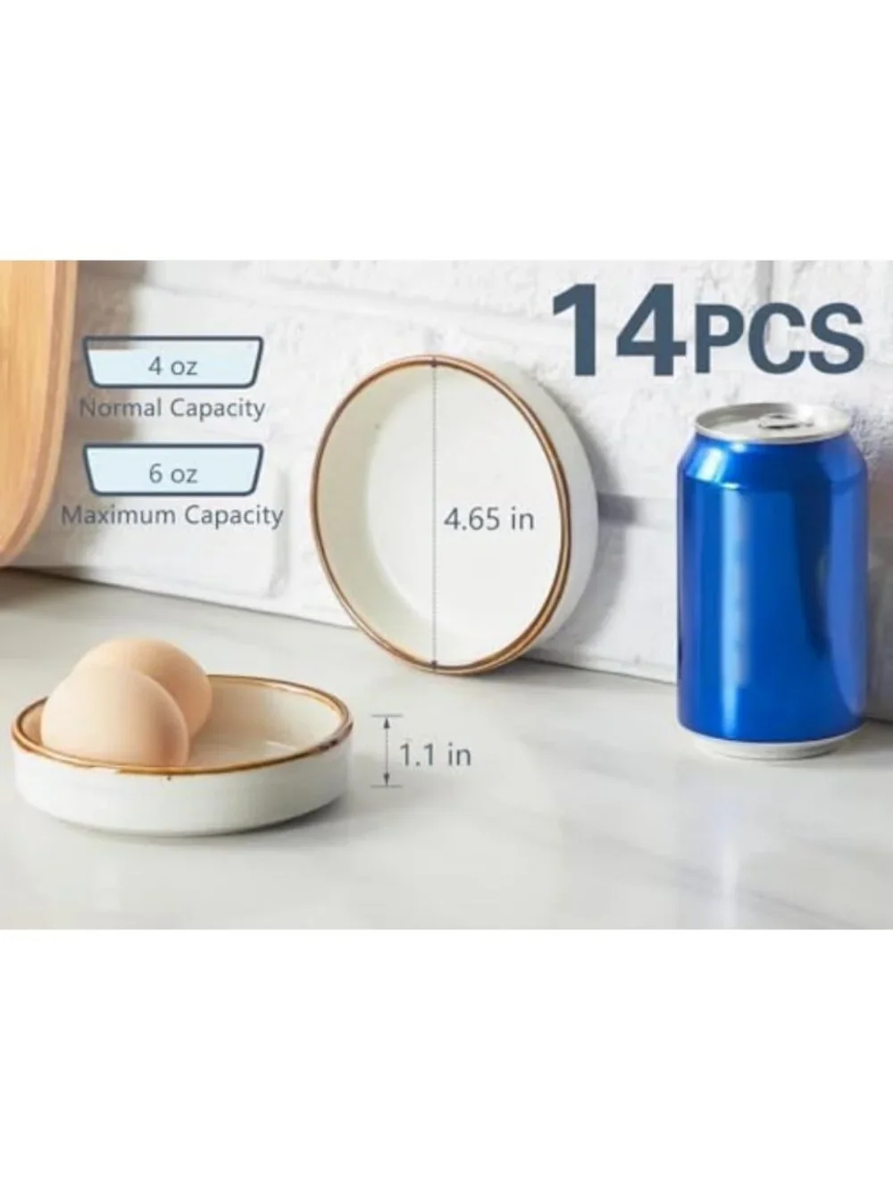 Set of 14 Oven Safe Ramekins - 4 oz Ceramic Souffle Dishes for Baking Desserts